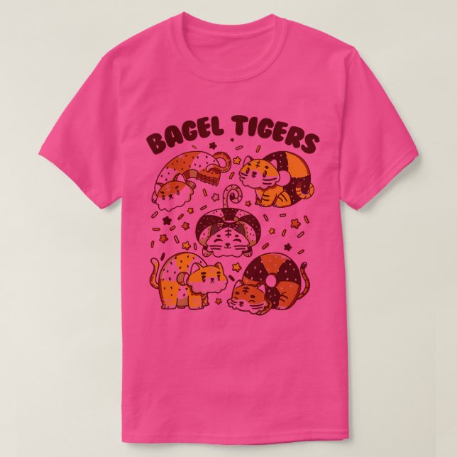 Camiseta Bagel Tigres - Animais do café da manhã de Tobe Fo (Frente do Design)