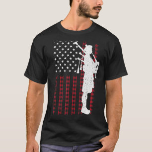 Camiseta Bagpipa legal de bandeira dos EUA para mulheres jo