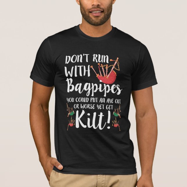 Camiseta Bagpipe Citação Kilt Music Scotland Bagpiping Humo (Frente)