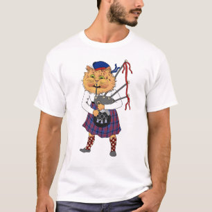 Camiseta Bagpipe Jogando Gato Escocês