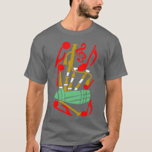 Camiseta Bagpipe Red Music Notes amigos