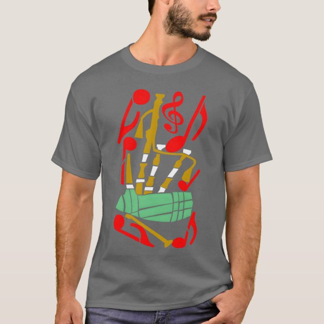 Camiseta Bagpipe Red Music Notes amigos (Frente)