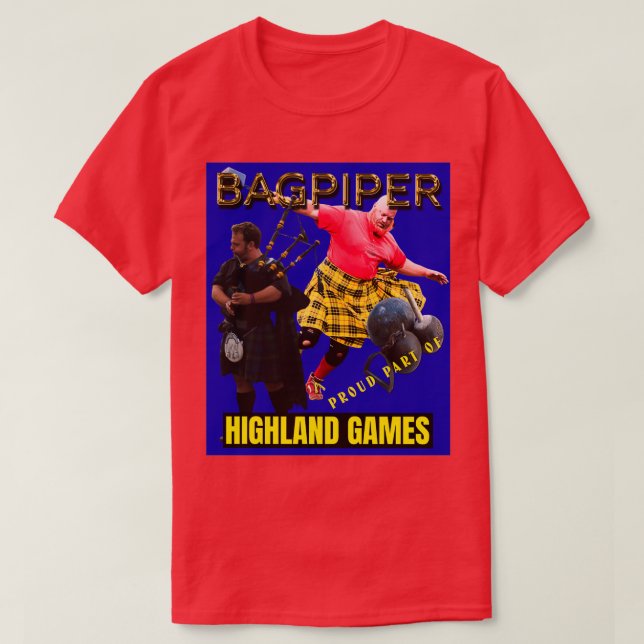 Camiseta Bagpipers orgulham-se da parte dos Jogos das Highl (Frente do Design)
