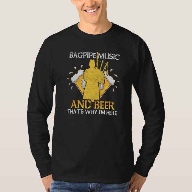 Camiseta Bagpipes and Beer  Bagpiper Bagpipe Player Bagpipe (Frente)