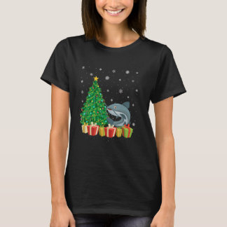 Camiseta Bagre Árvore de Natal Iluminação Chapéu de Papai N