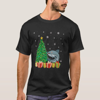 Camiseta Bagre Árvore de Natal Luz Santa Chapéu Bagre Chris