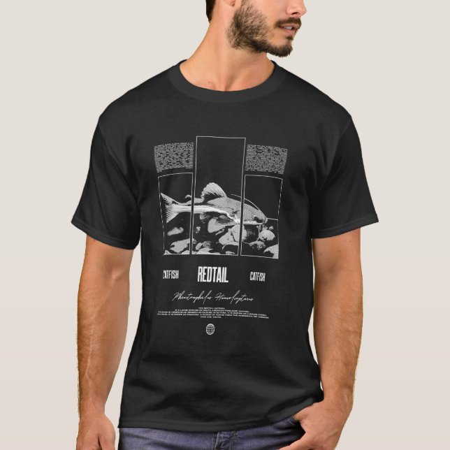 Camiseta Bagre de Cauda Vermelha Troca de Água Peixe Monstr (Frente)