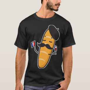 Camiseta Baguette Francês, Com Bandeira E Vinho Franceses