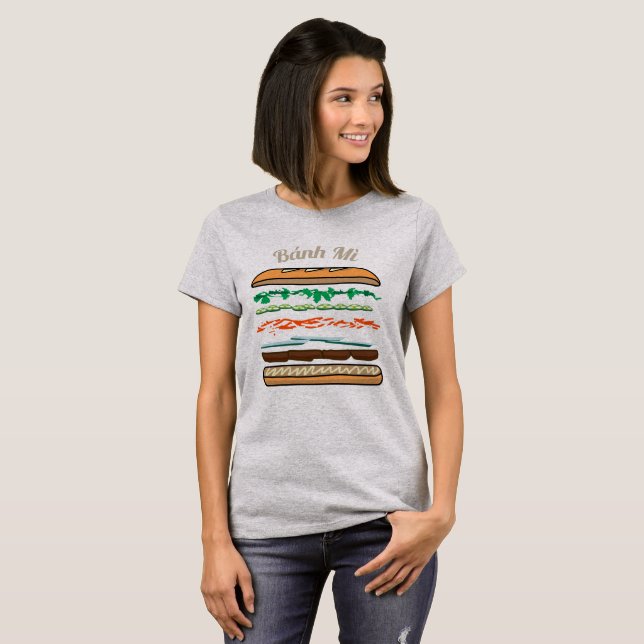 Camiseta Baguette vietnamiano do pão francês do sanduíche (Frente Completa)