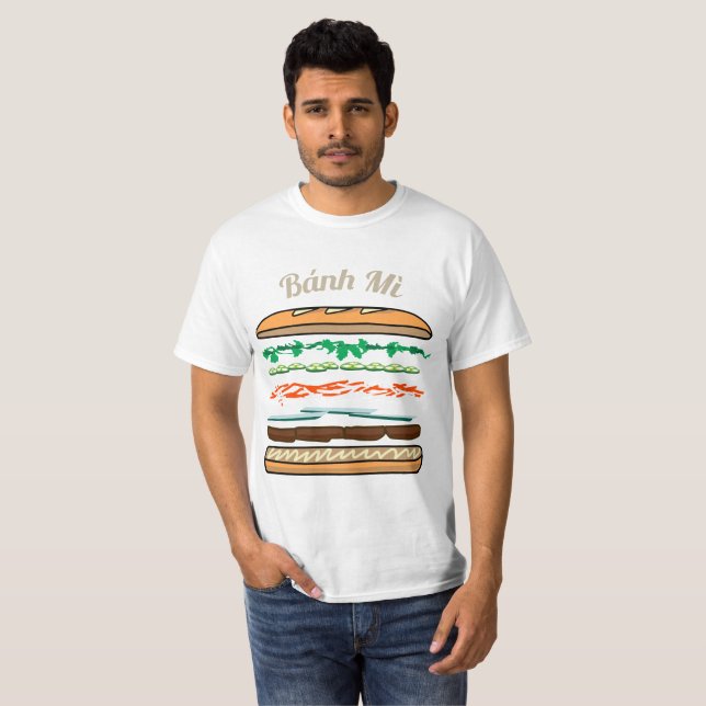 Camiseta Baguette vietnamiano do pão francês do sanduíche (Frente Completa)