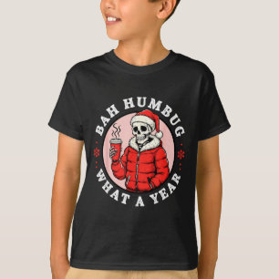 Camiseta Bah Humbug Crânio Chapéu do Papai Noel Doces Natal