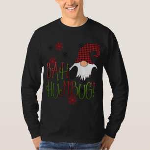 Camiseta Bah Humbug Gnome Red Xadrez Grumpy Holiday Christm