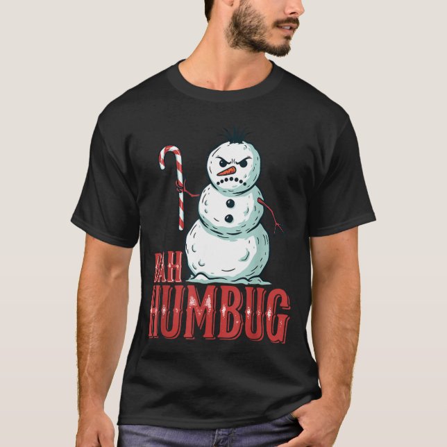Camiseta Bah Humbug Santa Hat Angry Snowman Sarcastic Chris (Frente)