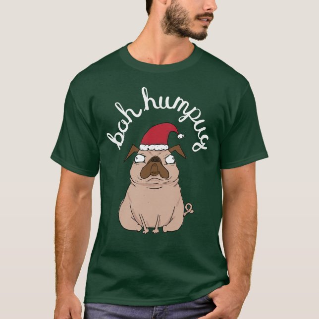 Camiseta Bah Humpug Papais noeis de Natal Pug Roupa (Frente)