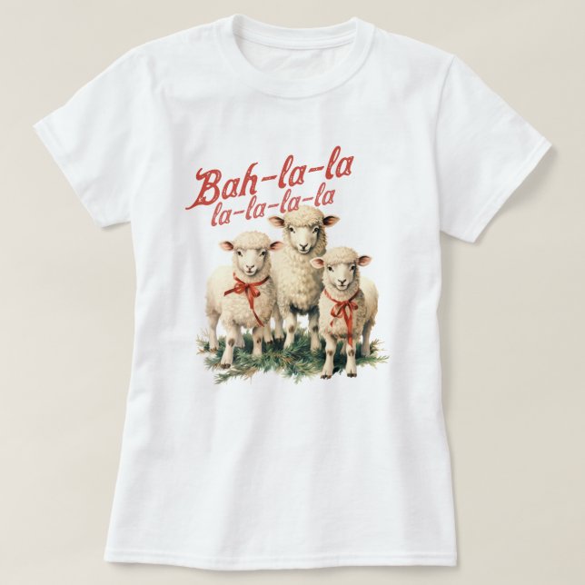 Camiseta Bah La La Cute Retro Christmas Shea (Frente do Design)