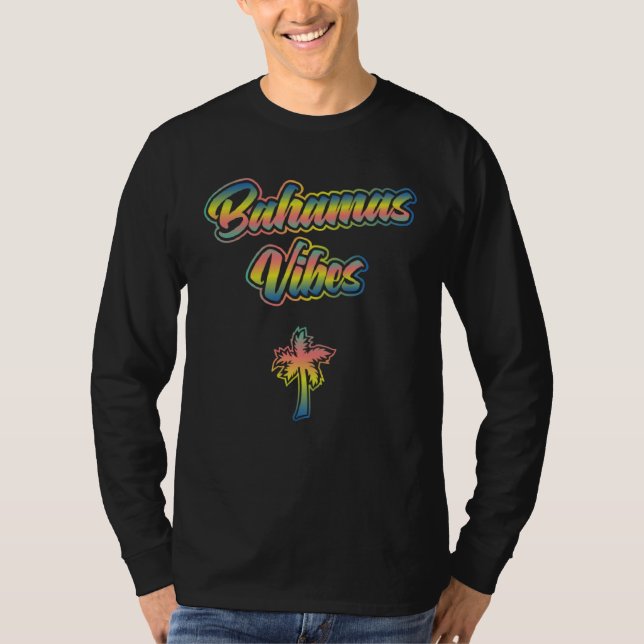 Camiseta Bahama Vibes  Bahamian Island Sunset Palm Trees of (Frente)