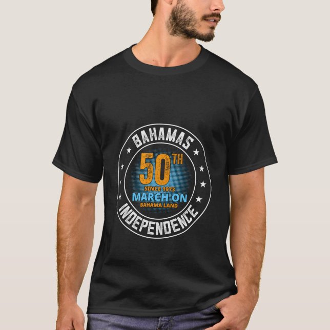 Camiseta Bahamas 50º Design do Dia da Independência para Ba (Frente)