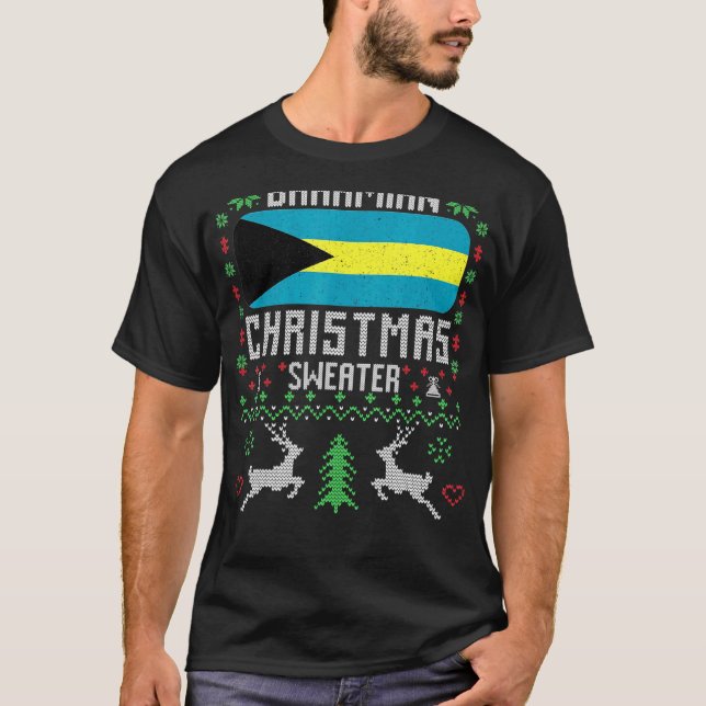 Camiseta Bahamas Bandeira Vestuário de Natal Bahamas (Frente)