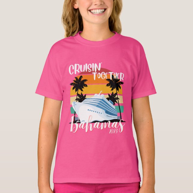 Camiseta Bahamas Cruise sea 2023 Family Friend Group Viagem (Frente)
