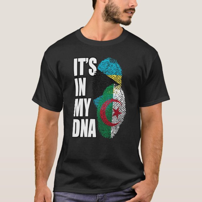 Camiseta Bahamas E Argelina Patrimônio Da Bandeira Do DNA M (Frente)