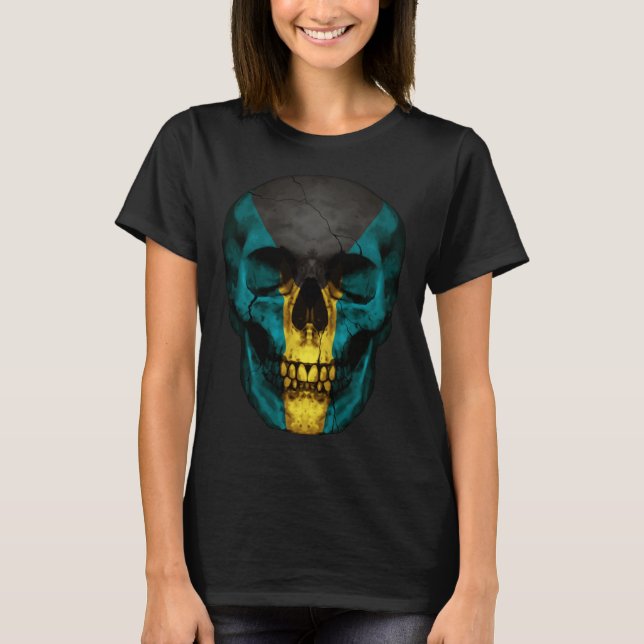 Camiseta Bahamas Flag Skull Bahamian Roots Proud Patriotic (Frente)