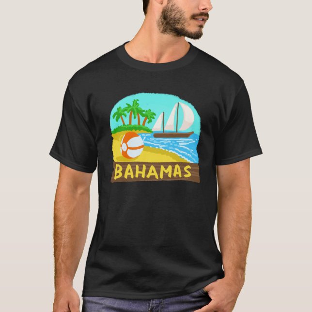 Camiseta Bahamas Palm Tree Sun Beach Lagoon Island (Frente)