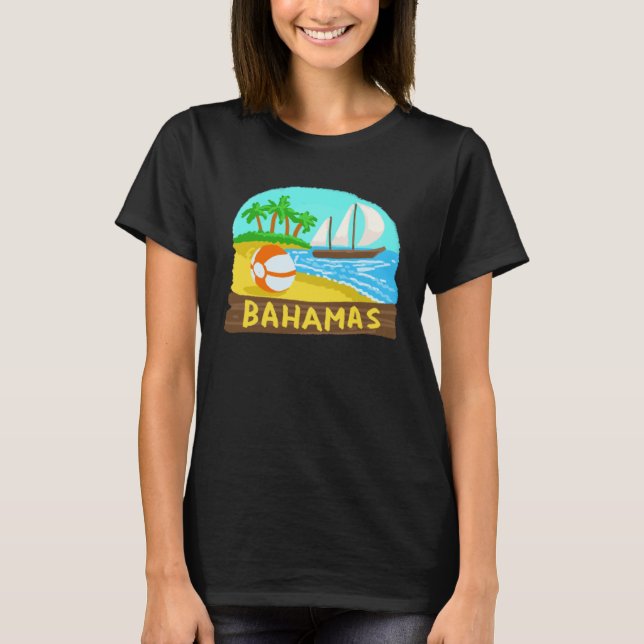 Camiseta Bahamas Palm Tree Sun Beach Lagoon Island (Frente)