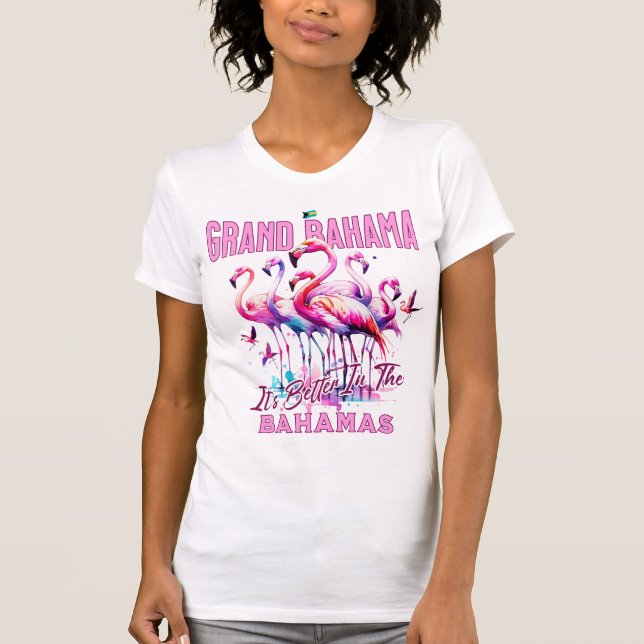 Camiseta Bahamas Souvenir Presente: Grande Bahama Flamingo  (Frente)