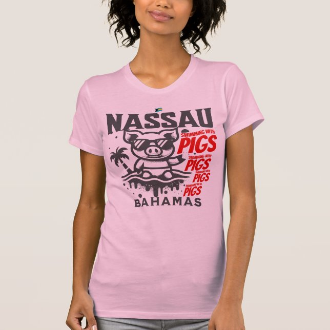 Camiseta Bahamas Souvenir Presente: Nassau Bahamas Nadando  (Frente)