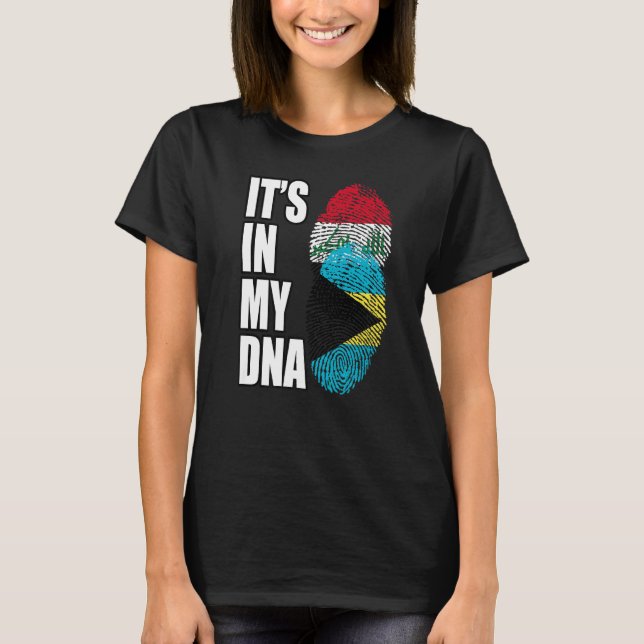 Camiseta Bahamian And Iraqi Mix DNA Flag Heritage (Frente)