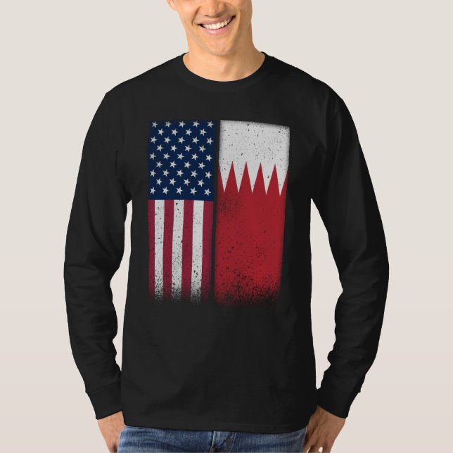 Camiseta Bahrain Bahraini American Flags Proud USA Bahrain (Frente)