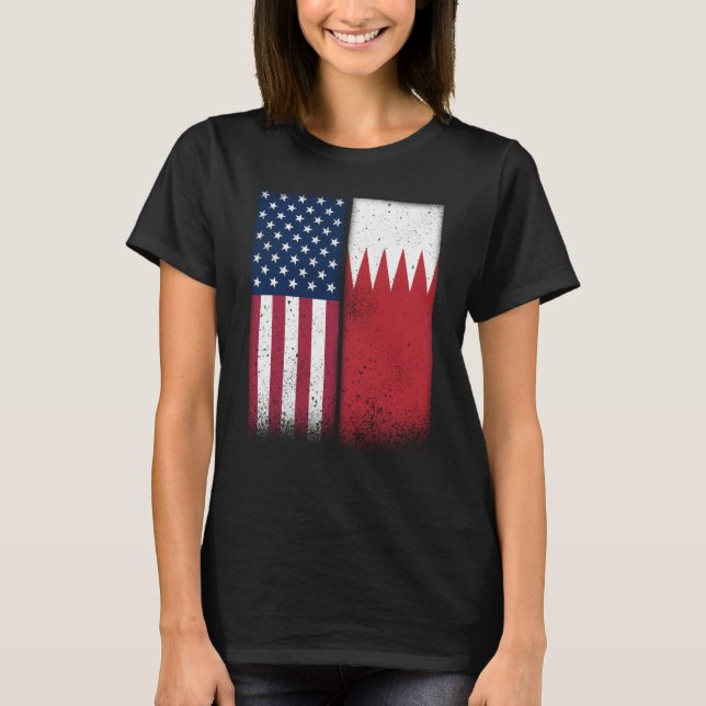 Camiseta Bahrain Bahraini American Flags Proud USA Bahrain (Frente)