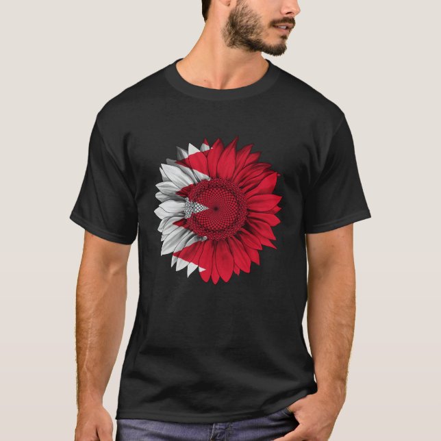 Camiseta Bahrain Flag Sunflower Bahraini Roots Proud Patrio (Frente)