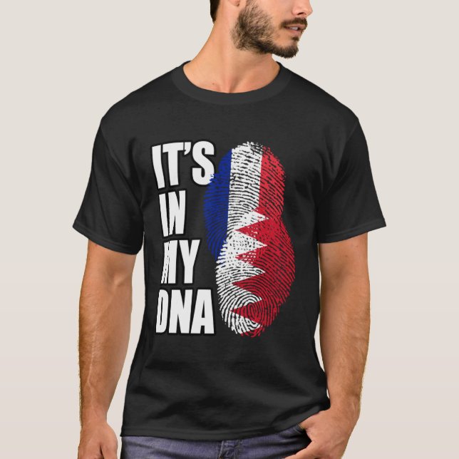 Camiseta Bahraini And French Mix DNA Flag Heritage (Frente)