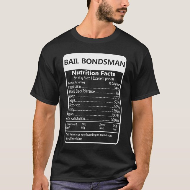 Camiseta Bail Bondsman Nutrition Fata Gráfico Sarcástico (Frente)