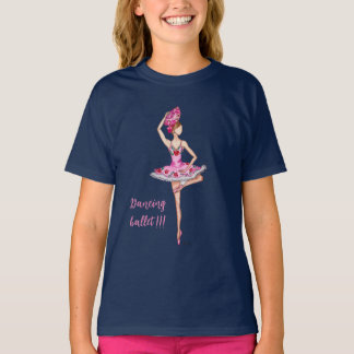 Camiseta Bailarina ballet con abanico rosa