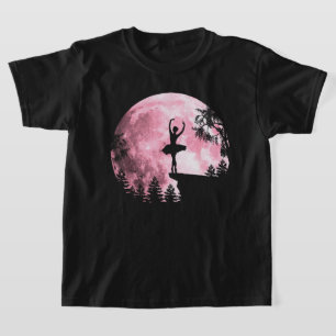 Camiseta Bailarina Dançando Lua Cheia Rosa Mulher Menina