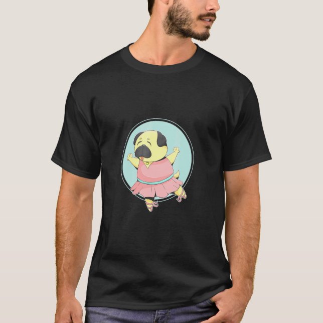 Camiseta Bailarina de Ballet Pug Fofa para Ballet (Frente)