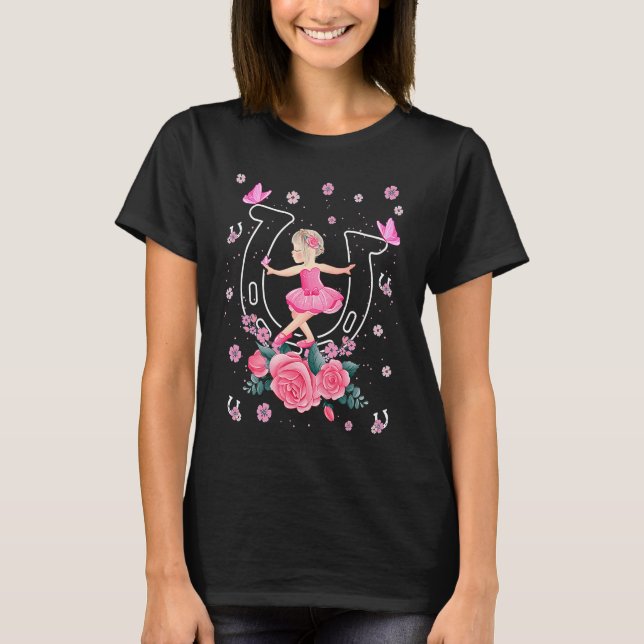 Camiseta Bailarina de tutu dançando em bailado de meninas e (Frente)