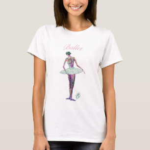 Camiseta Bailarina do balé no t-shirt branco do rosa do