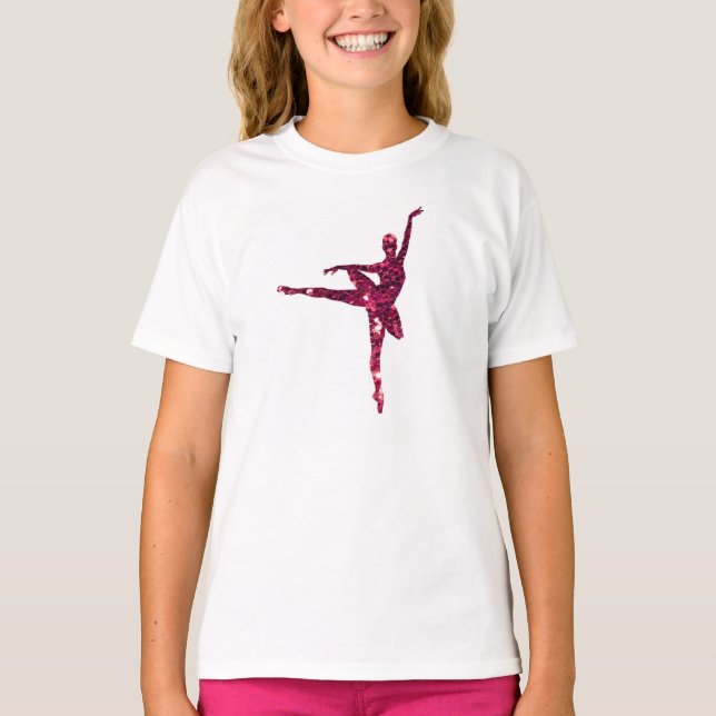 Camiseta Bailarina Sparkly cor-de-rosa (Frente)