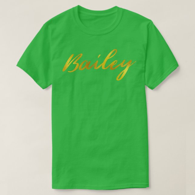 Camiseta Bailey Name Mão Lettering em Letras Faux Douradas (Frente do Design)