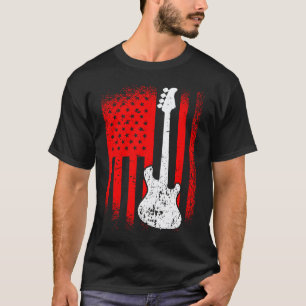 Camiseta Baixista Bandeira Americana Baixo Guitarra EUA Elé