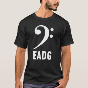 Camiseta Baixista Eadg F Clef Baixo Símbolo Musical Partitu