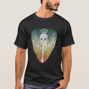 Camiseta Baixo Crânio Guitarra Músico Baixista Plectro de G