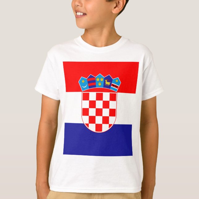 Camiseta Baixo custo! Bandeira croata (Frente)