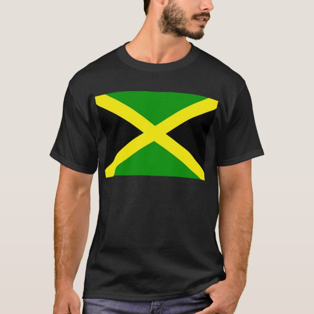 Camiseta Baixo custo! Bandeira de Jamaica (Frente)