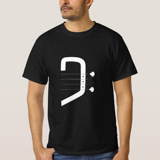 Camiseta baixo de logotipo clave e guitarra (Frente)