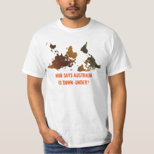 Camiseta BAIXO PARA BAIXO MUNDO ENGRAÇADO T-Shirt MAPA