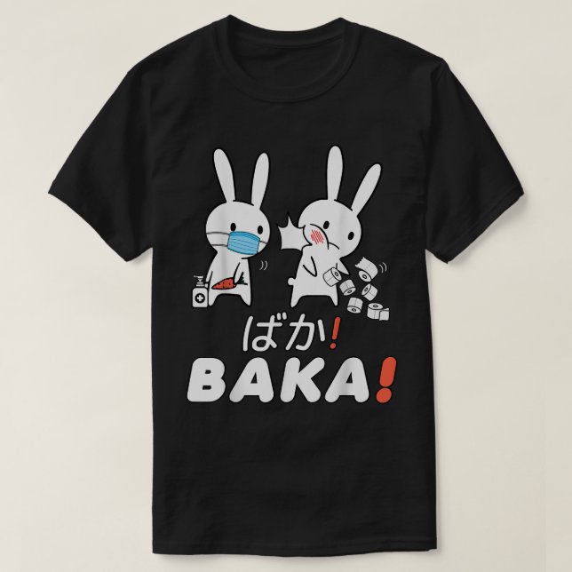 Camiseta Baka Idiot Engraçado Animon Japon com Máscara & Pa (Frente do Design)
